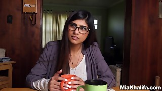 Kinky Arabian chick with huge fake tits enjoying an interracial threesome