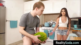 Stepbrother fucks stepsister instead of watermelon