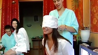 Horny nurse is getting balled by three patients