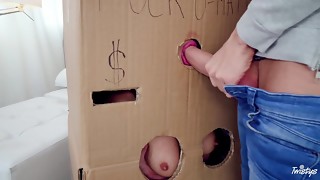 Makeshift Cardboard Gloryhole 1 - TwistysHard