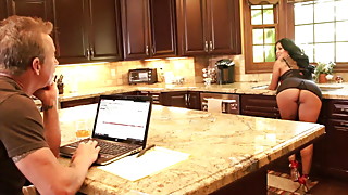 Big Tits Big Ass Hot Brunette MILF Wife Kiara Mia in Hot Lingerie gets horny and cheats on Husband with an Old Man