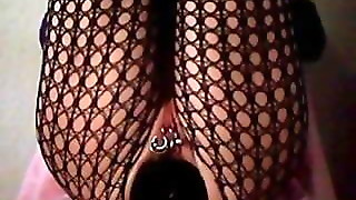 Lady with huge dildo up ass