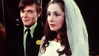 Bride give blowjob to groom at wedding ceremony